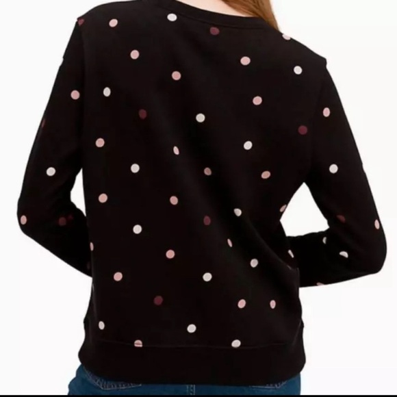 EUC Kate Spade Brooke Street Bakery Dot Black Pink Polka Dot Sweatshirt Small - Picture 13 of 15